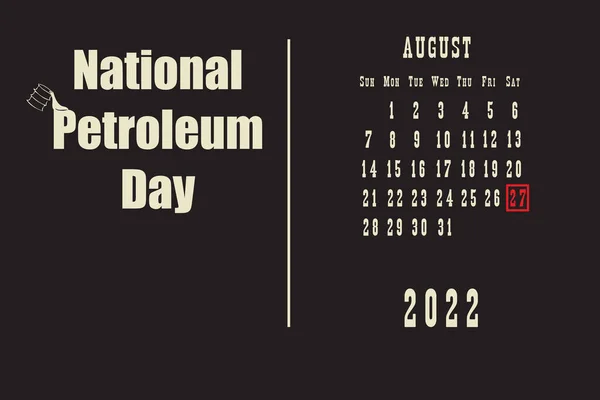 Calendar Page Calendar Grid Dates Holiday Event National Petroleum Day — Vector de stock