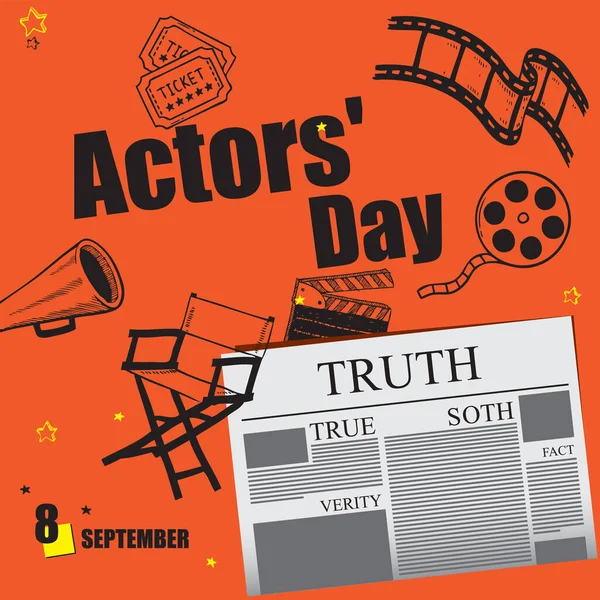 Newspaper Page Event Actors Day — Stock Vector