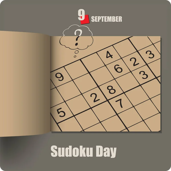 Albumspridning Med Datum September Sudoku Day — Stock vektor