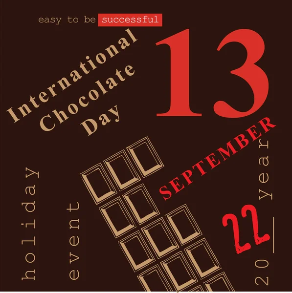 Evento Calendario Festeggiato Settembre Giornata Internazionale Del Cioccolato — Vettoriale Stock