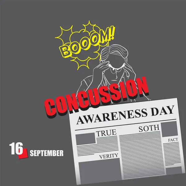 Tidningssida För Evenemanget Concussion Awareness Day — Stock vektor