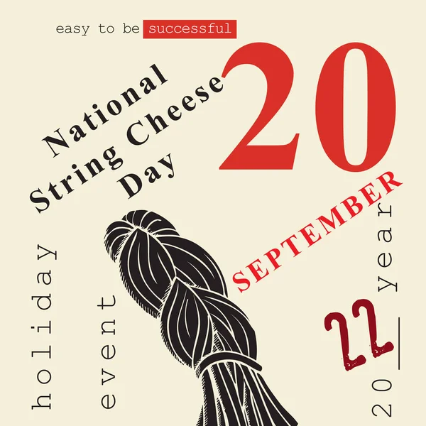Evento Del Calendario Celebra Septiembre Día Nacional Del Queso Cuerda — Archivo Imágenes Vectoriales