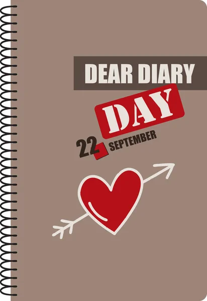 День Сентябре Посвященный Дневнику Дорогой Дневник — стоковый вектор