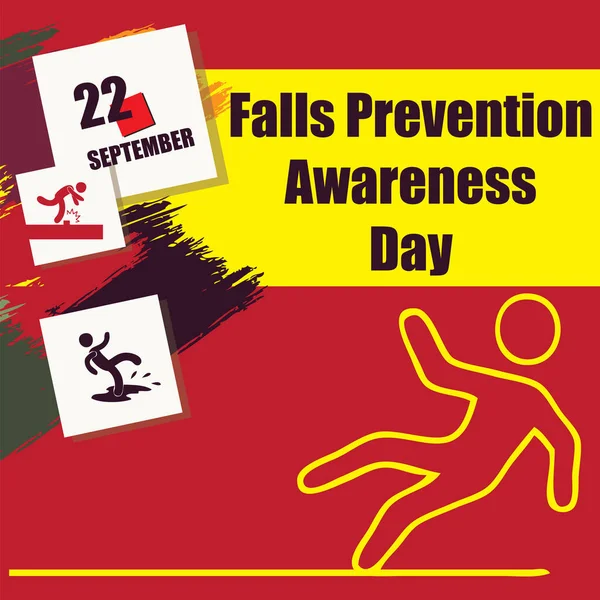 Takvim Olayı Eylül Ayında Kutlanıyor Falls Önleme Bilinci Günü — Stok Vektör