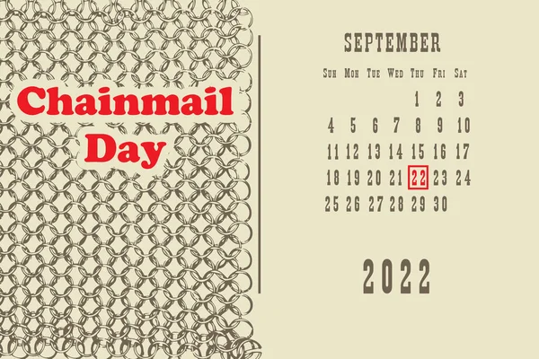 Calendar Page Calendar Grid Dates Holiday Event Chainmail Day — Διανυσματικό Αρχείο