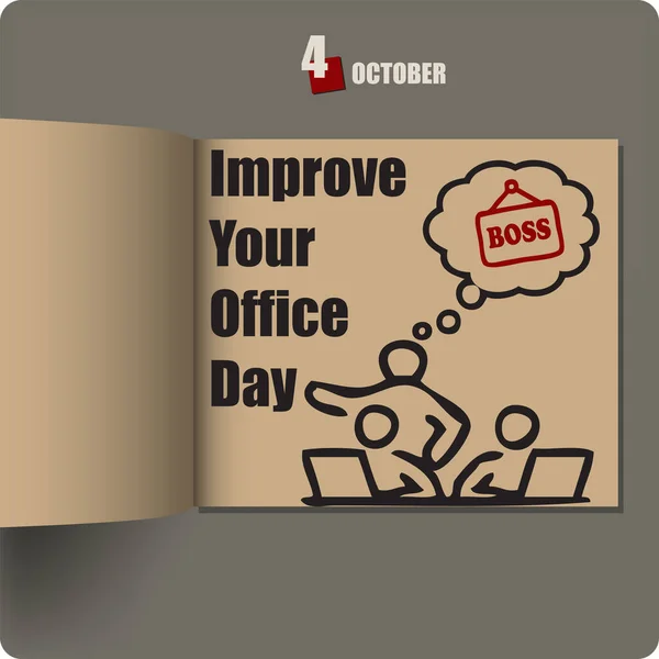 10月の日付で広がるアルバム Office Dayを向上させる — ストックベクタ