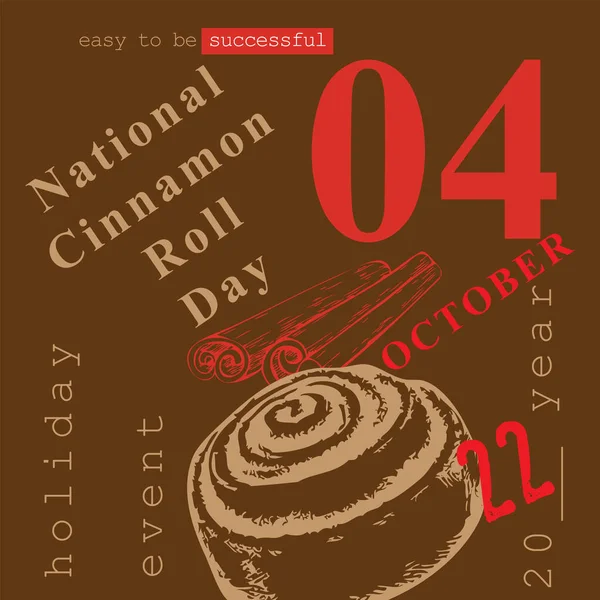 Evento Del Calendario Celebra Octubre Día Nacional Del Rollo Canela — Vector de stock