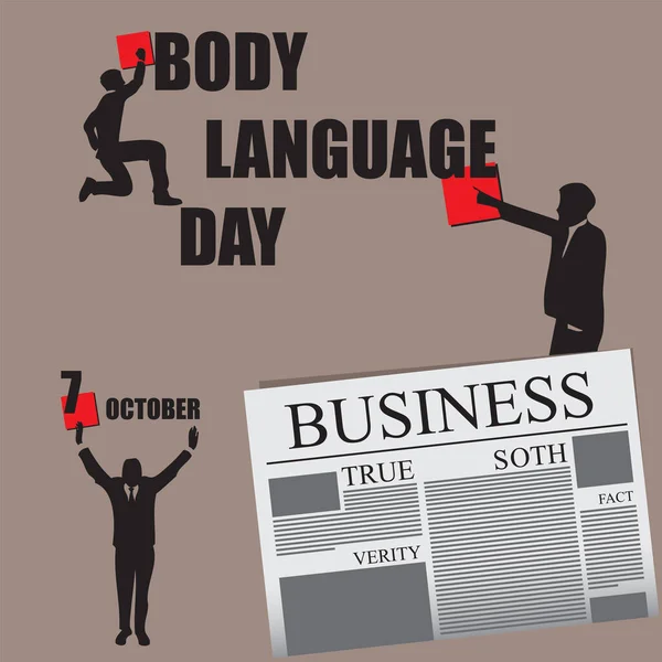 Etkinlik Için Gazete Sayfası Vücut Dili Günü — Stok Vektör