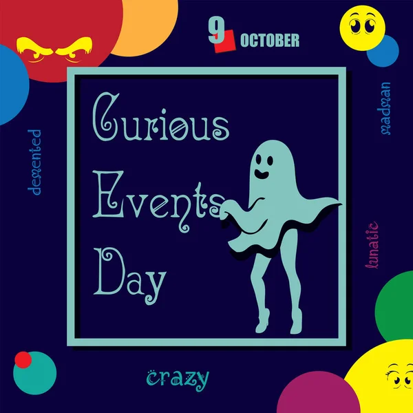 Evento Del Calendario Celebra Octubre Curious Events Day — Vector de stock