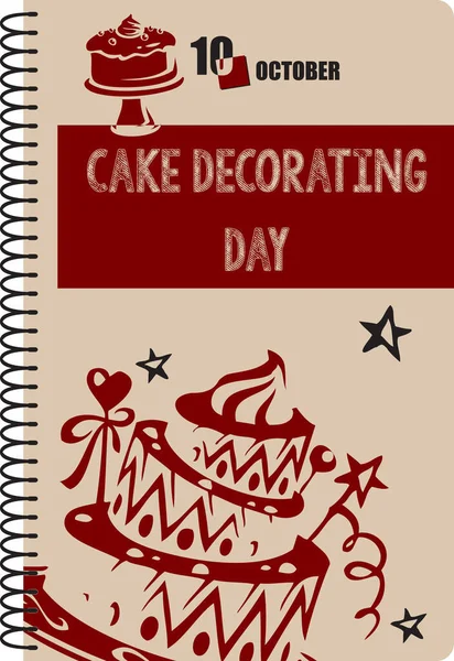 Professionele Datum Voor Taart Decorateurs Oktober Cake Decorating Day — Stockvector