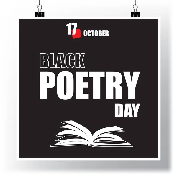 Evento Calendário Comemorado Outubro Black Poetry Day —  Vetores de Stock