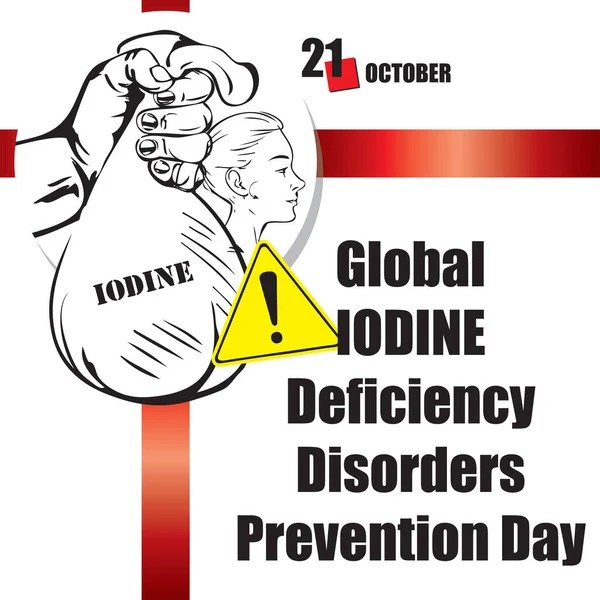 Evento Calendário Comemorado Outubro Dia Mundial Prevenção Transtornos Deficiência Iodo —  Vetores de Stock