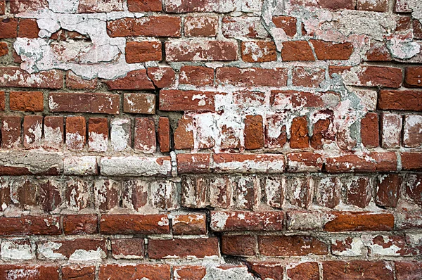 Old cracked red brick wall texture — Stock Photo, Image