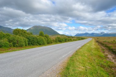 Norveç'in kuzey dağlık bölgede yol