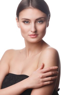 güzel kadın portrait.clear taze skin.isolated bir beyaz