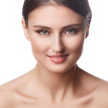 güzel kadın portrait.clear taze skin.isolated bir beyaz