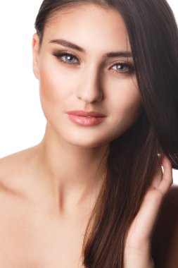 güzel kadın portrait.clear taze skin.isolated bir beyaz