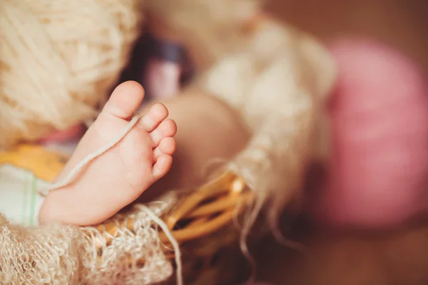 Close-up van baby's voet — Stockfoto