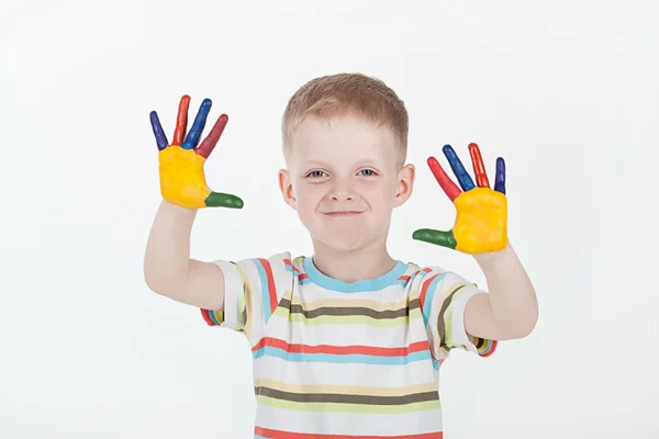 Junge auf weißem Hintergrund — Stockfoto