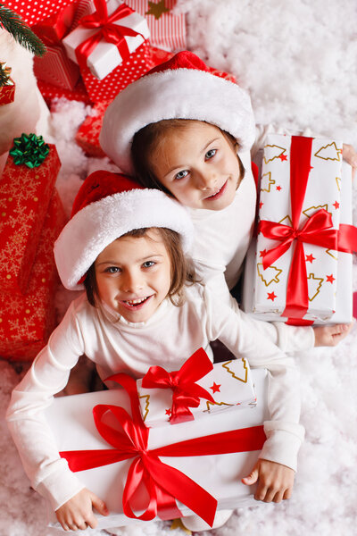 Twins and Christmas presents