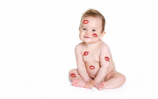 Niño desnudo sonriendo — Foto de Stock