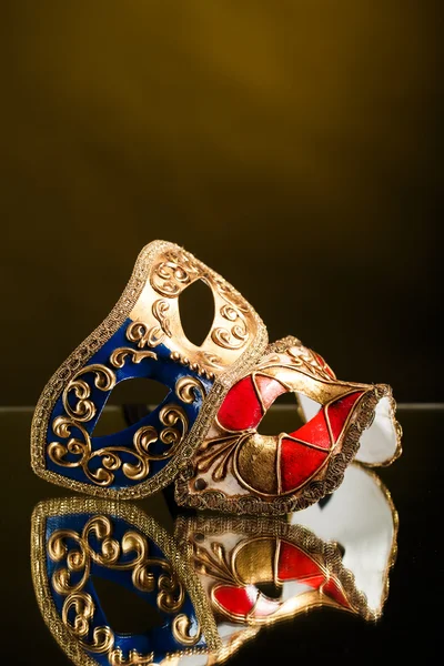 The Venetian masks with ornament over black background — Stock Photo, Image