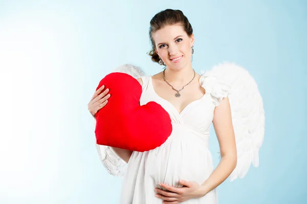 Portrait of a beautiful angelic pregnant woman — Stock Photo, Image