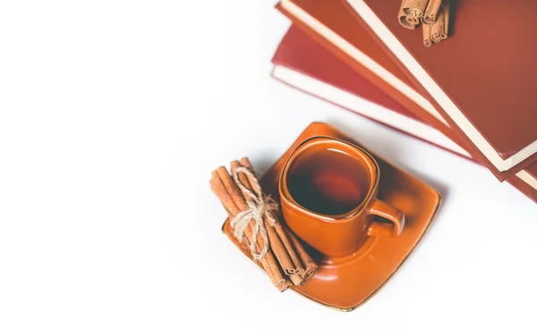 Cup of hot tea with cinnamon sticks — Stock Photo, Image