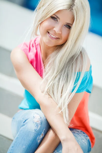 Portrait of a young smiling beautiful blonde — Stock Photo, Image