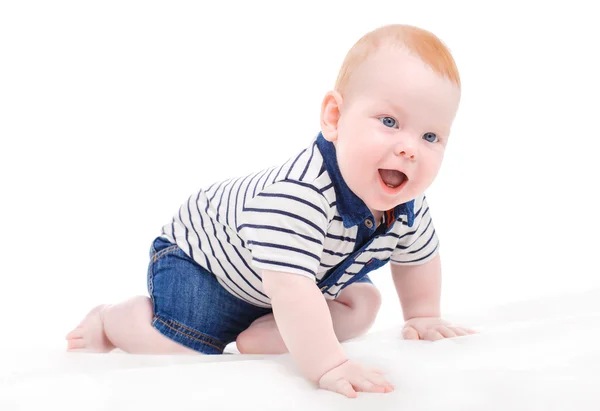 Funny baby, smiling, beautiful baby face close-up — Stock Photo, Image
