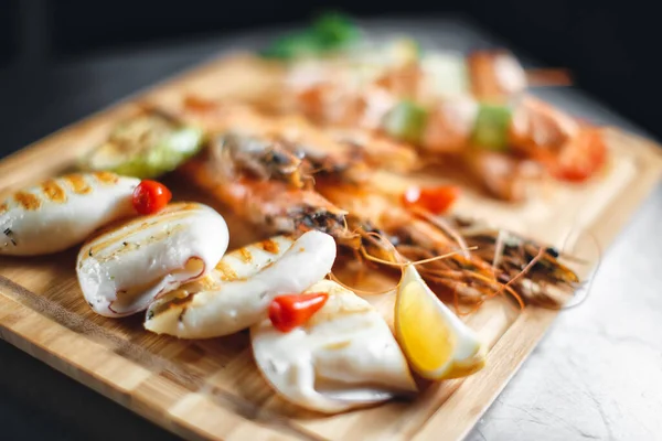 Seafood catering canape menu for restaurant — Stock Photo, Image