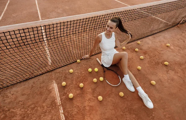 Ung Vacker Kvinna Tennis Mode Högkvalitativt Foto — Stockfoto
