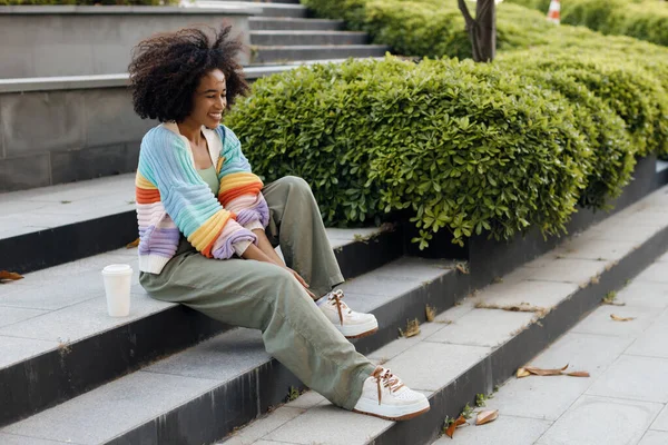 Smiling Afro American Woman Portrait Outdoors High Quality Photo Stock Kép