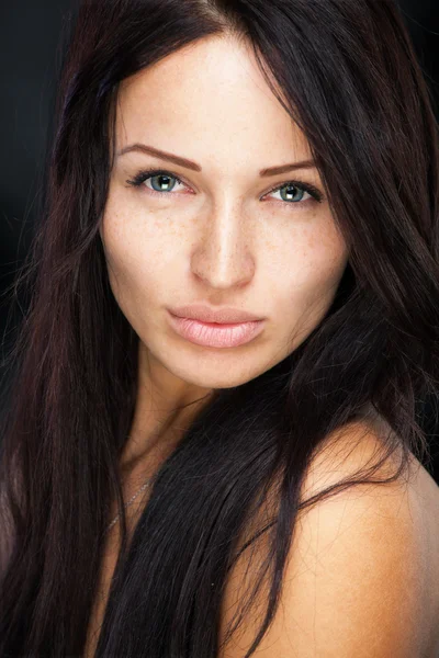 Girl with cute freckles — Stock Photo, Image