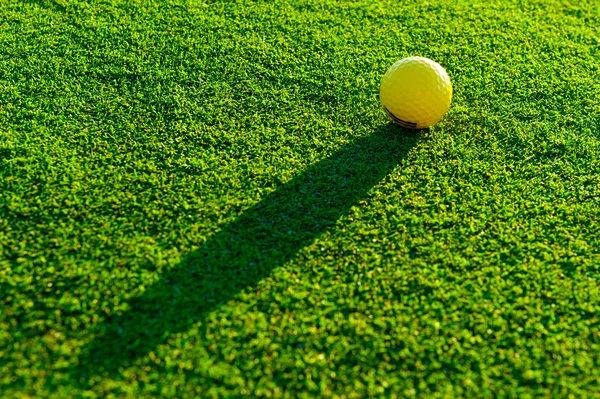 Bola de golfe na grama verde — Fotografia de Stock