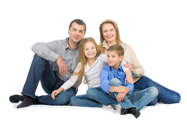 Glad trevlig familj — Stockfoto