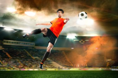 Futbol oyuncu stadyum top çarpıcı