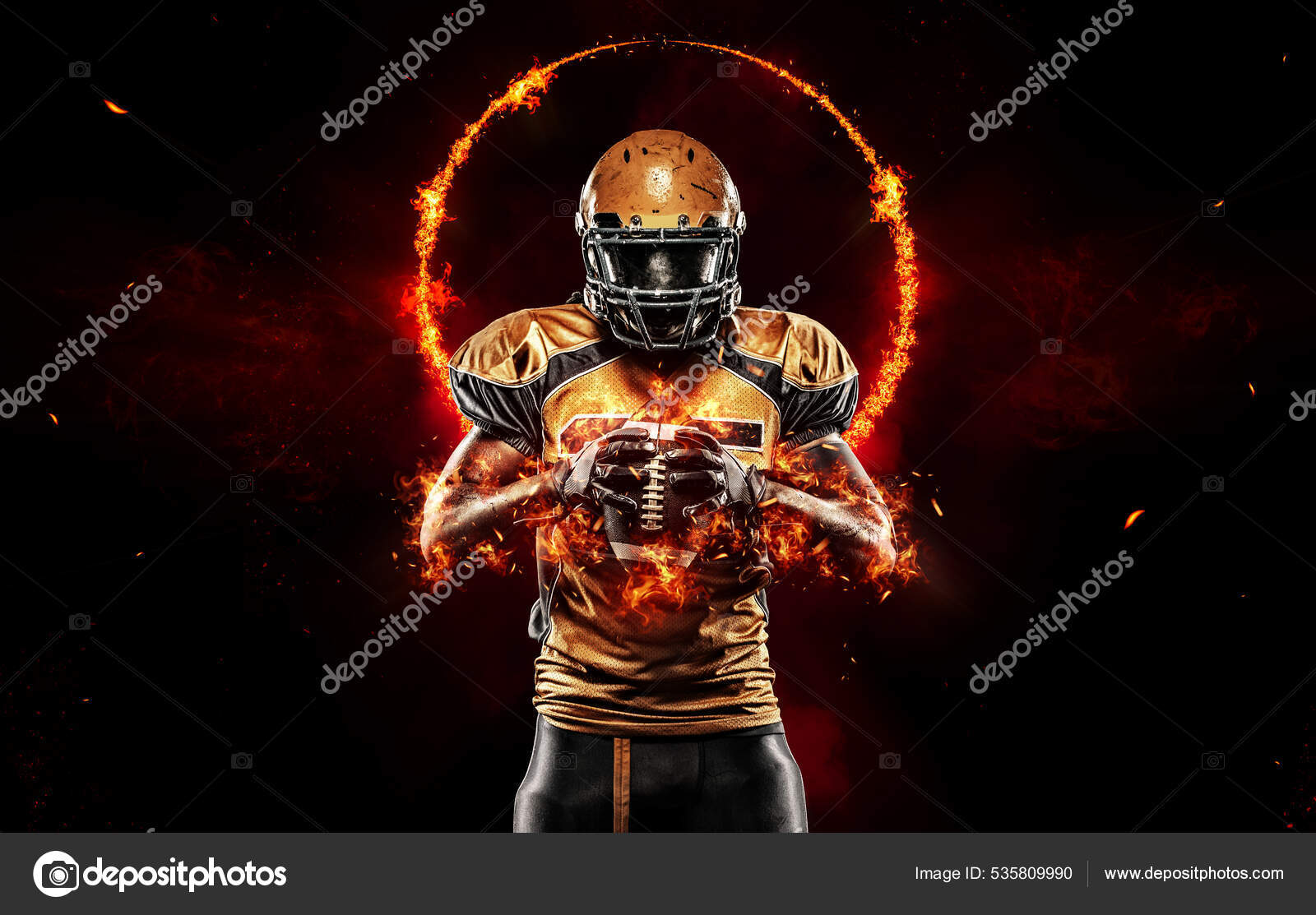 Fiery Soccer Player Isolated on Dark Background. the Concept of