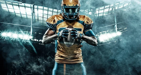 American Football Player Stadium Ball Hands Helmet Head Sports Background — Stock Photo, Image