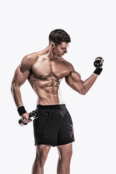 Gym Full Body Workout Muscular Man Athlete Fitness Gym Have — Stock Photo, Image