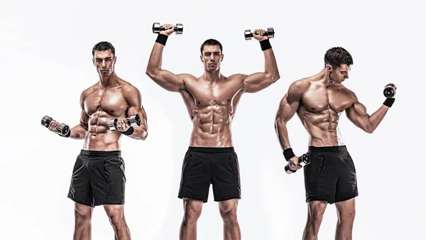 Ginásio Treino Corpo Inteiro Atleta Homem Muscular Ginásio Fitness Têm — Fotografia de Stock