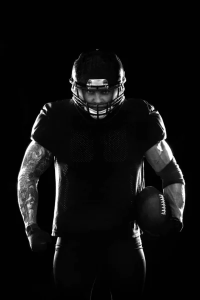 American Football Player Black Background Copy Space — Stock Photo, Image