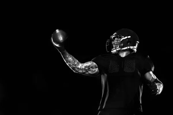 American Football Player Black Background Copy Space — Stock Photo, Image