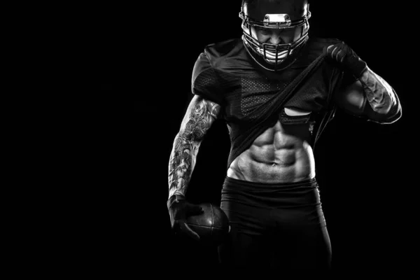 American Football Player Black Background Copy Space — Stock Photo, Image