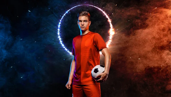 Soccer Player Athlete Football Sportswear Game Ball Sport Concept — Fotografia de Stock