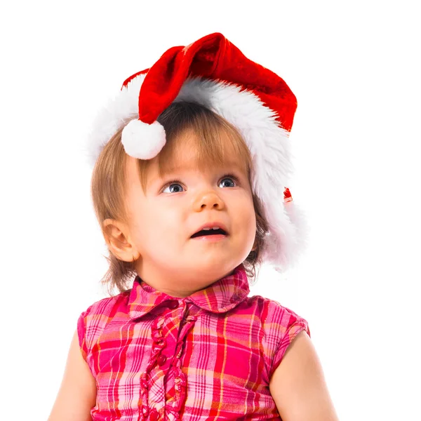Baby in Kerstman hoed — Stockfoto