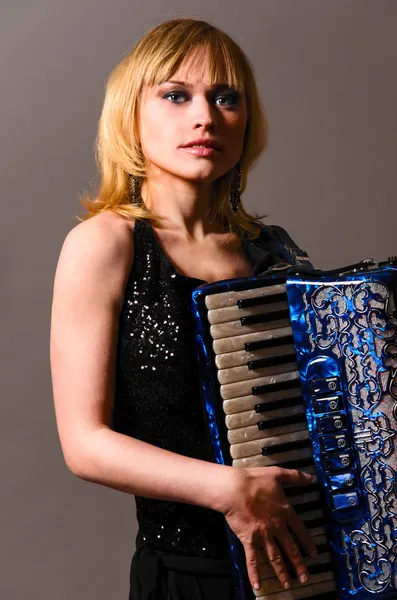 Acoustic accordion performer — Stock Photo, Image