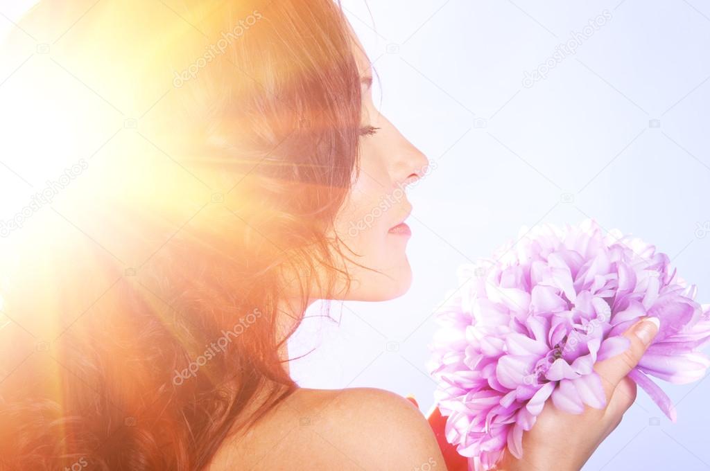 woman with big flower