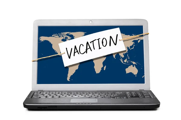 Laptop met vakantie Opmerking — Stockfoto