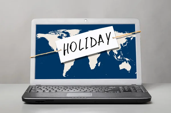 Laptop with holiday note — Stock Photo, Image